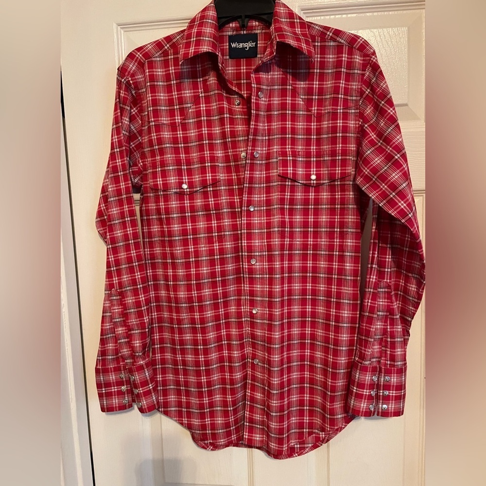 Wrangler Red Casual Pearl snap large Button Down Shirt